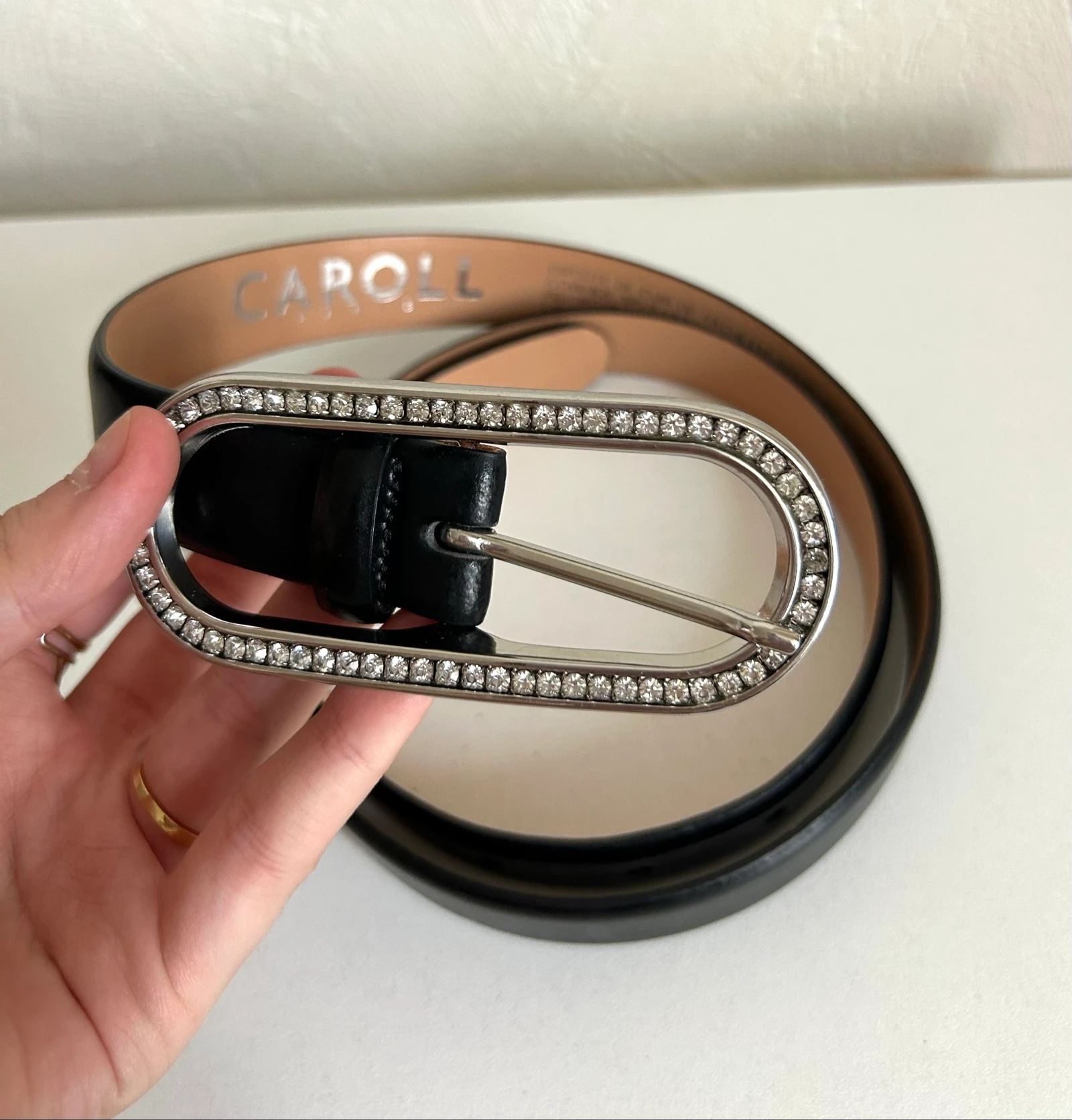 Ceinture Caroll femme noire boucle strass élégante chic vintage T85 – photo 4